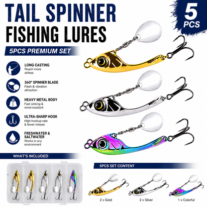 Catch More Fish with Premium Tail Spinner Lures – 5PCS Multi-Color Set
