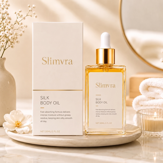Silk Body Oil Women - Firming Anti Aging Moisturizing Formula, Crepey Skin Hydrating After Shower, Scented Organic Blend Premium Skincare